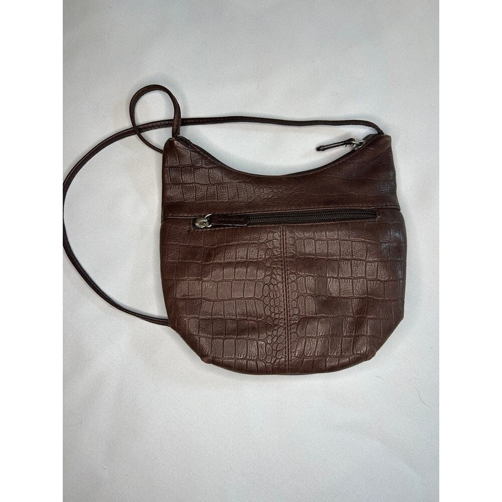 Stone Mountain Brown Croc Embossed Crossbody Bag Small Zip Pocket Purse